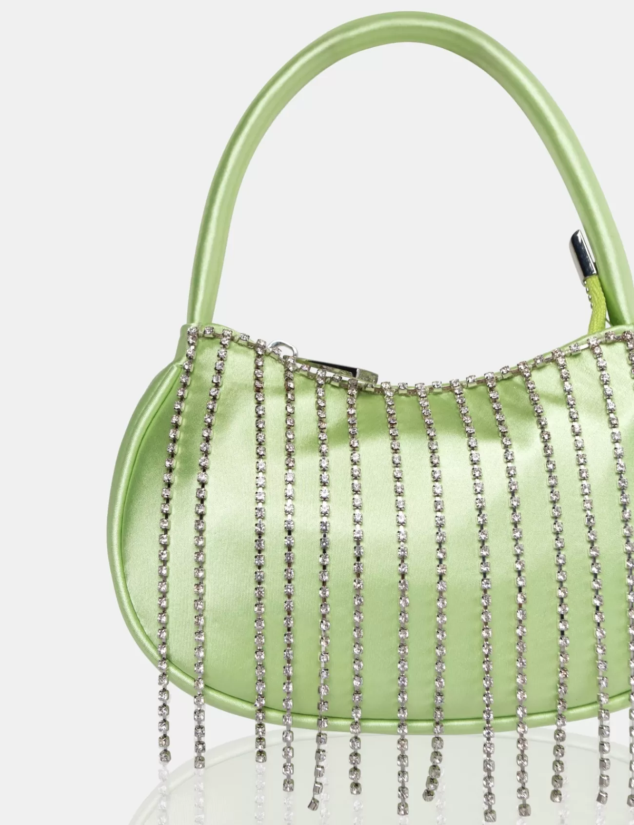 Public Desire The Sia Soft Satin Diamante Trim Mini Bag Green Sale