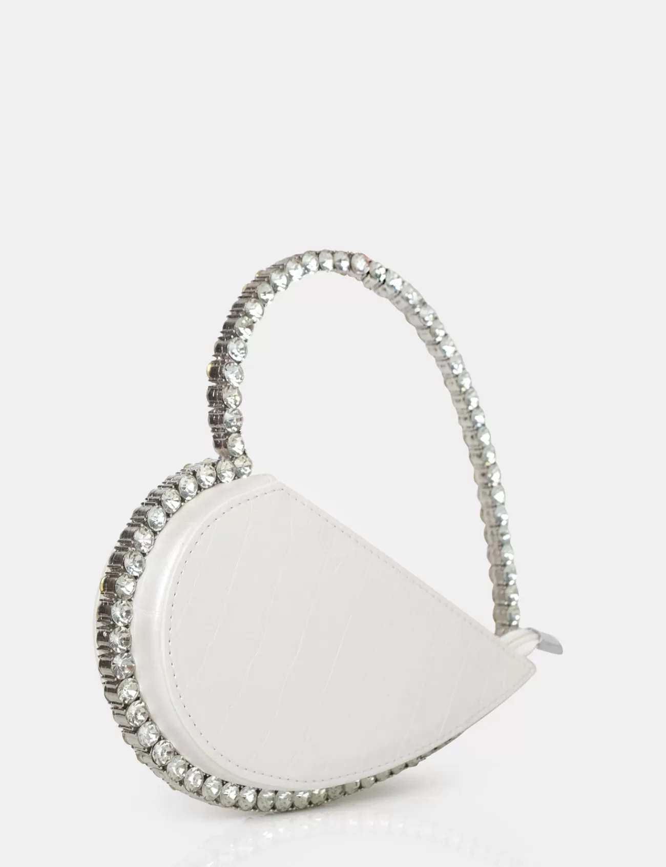 Public Desire The Zee Croc Diamante Love Heart Grab Bag White Shop