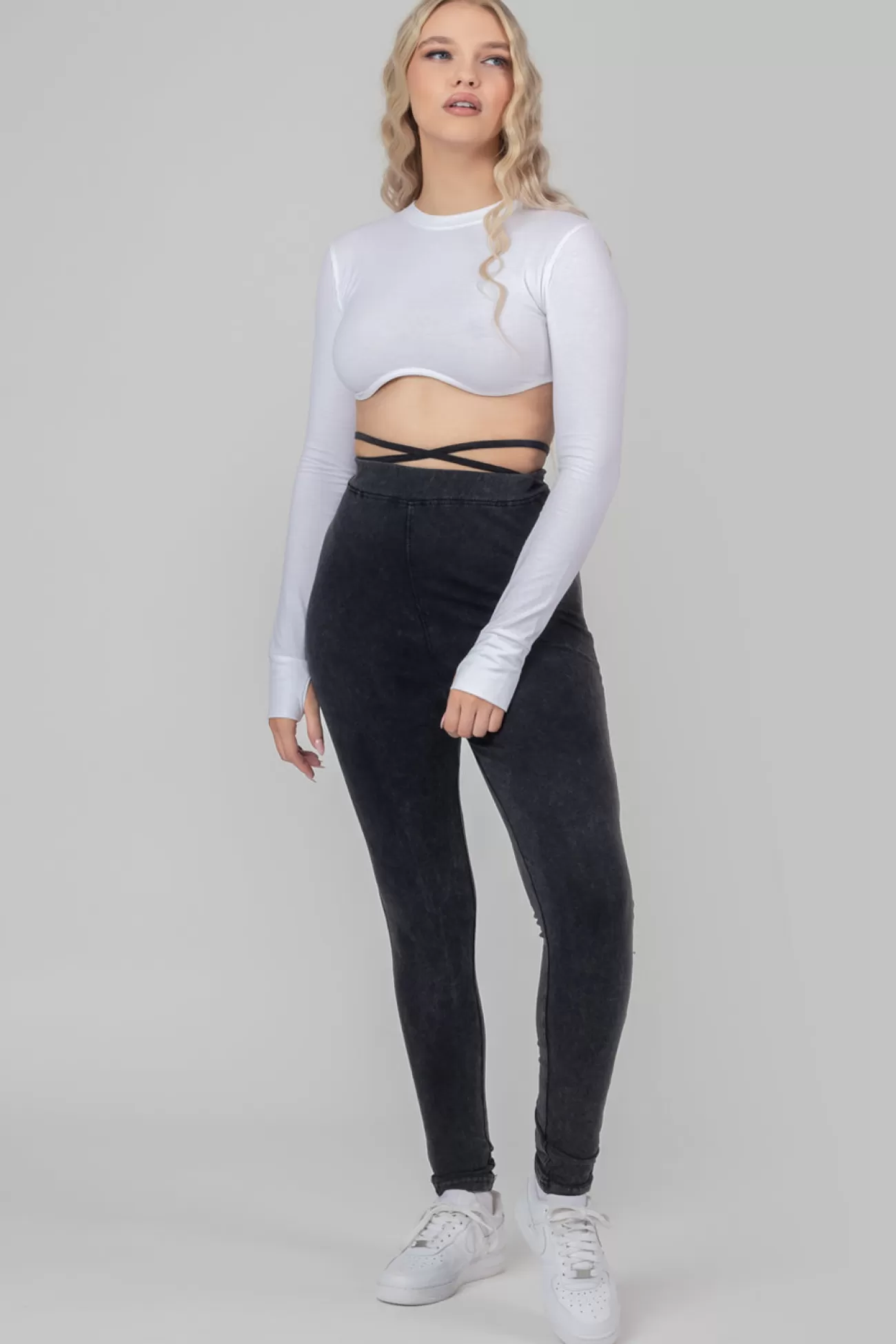 Public Desire Tie Waist Leggings Acid Wash Best