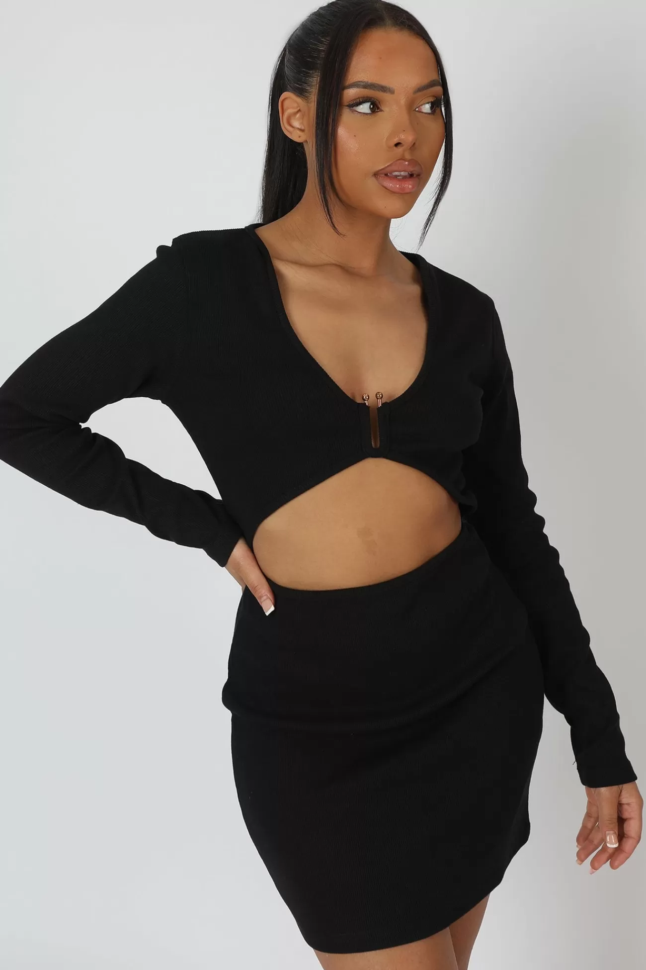 Public Desire U-Bar Trim Mini Dress Black Shop