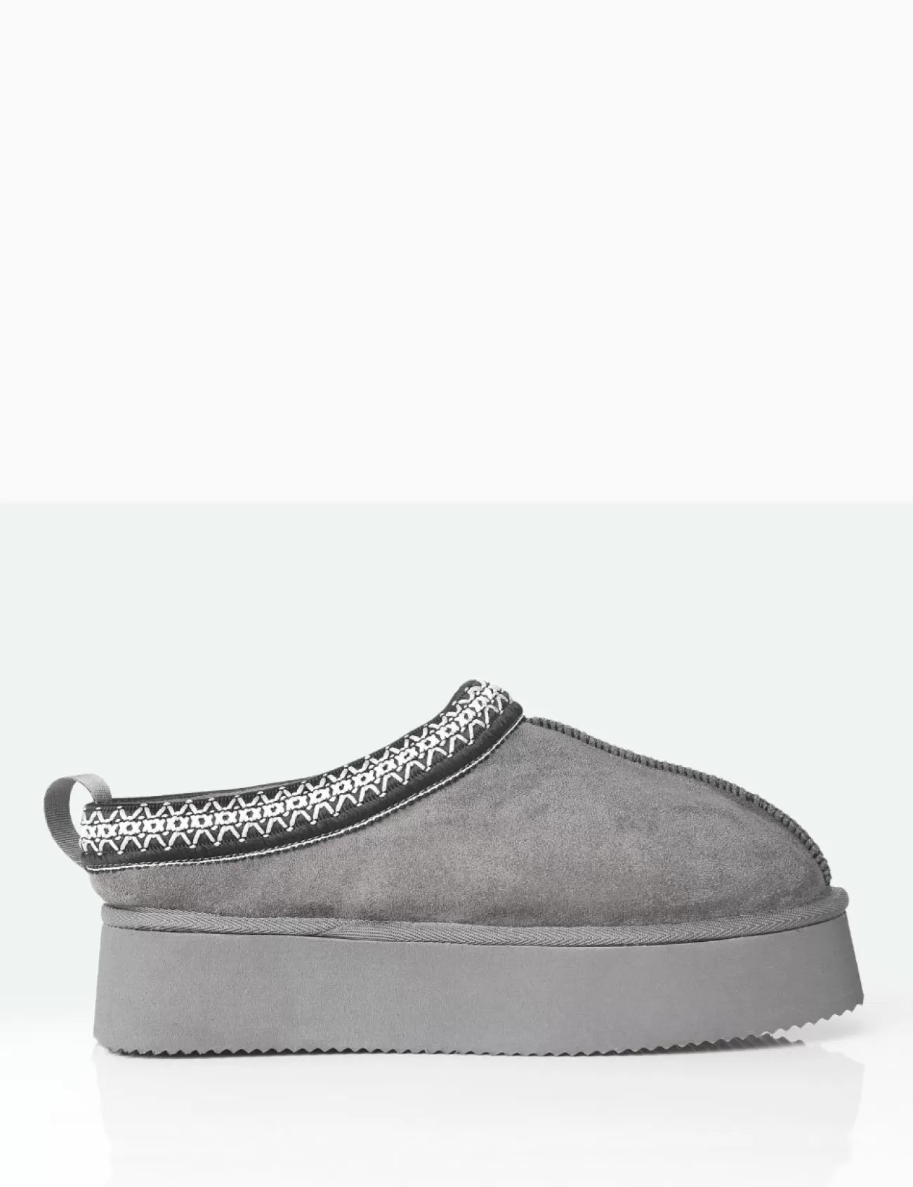 Public Desire Vixon Charcoal Grey Faux Suede Embroidered Slipper Platform Boots Online